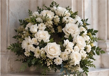 Elegant white and cream sympathy wreath